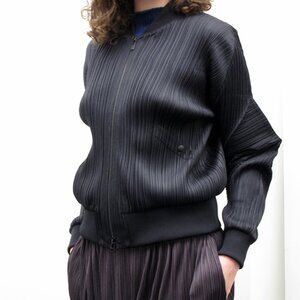 Issey Miyake 2000s Pleats Please Black Bomber
